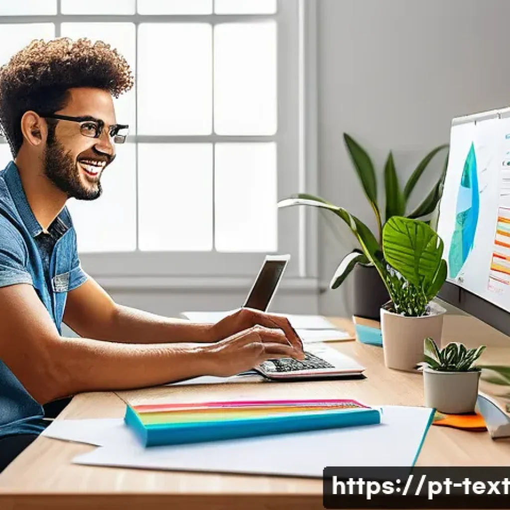 프로그래밍 사고 방식 개발 - A modern home office scene featuring a young Brazilian professional sitting at a sleek desk with a l...